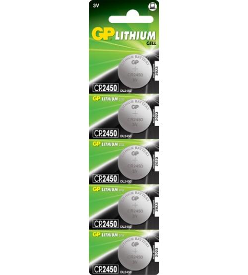 GP Batteries GPPBL2450015 CR2450 3V Lithium Coin Cells Carded 5